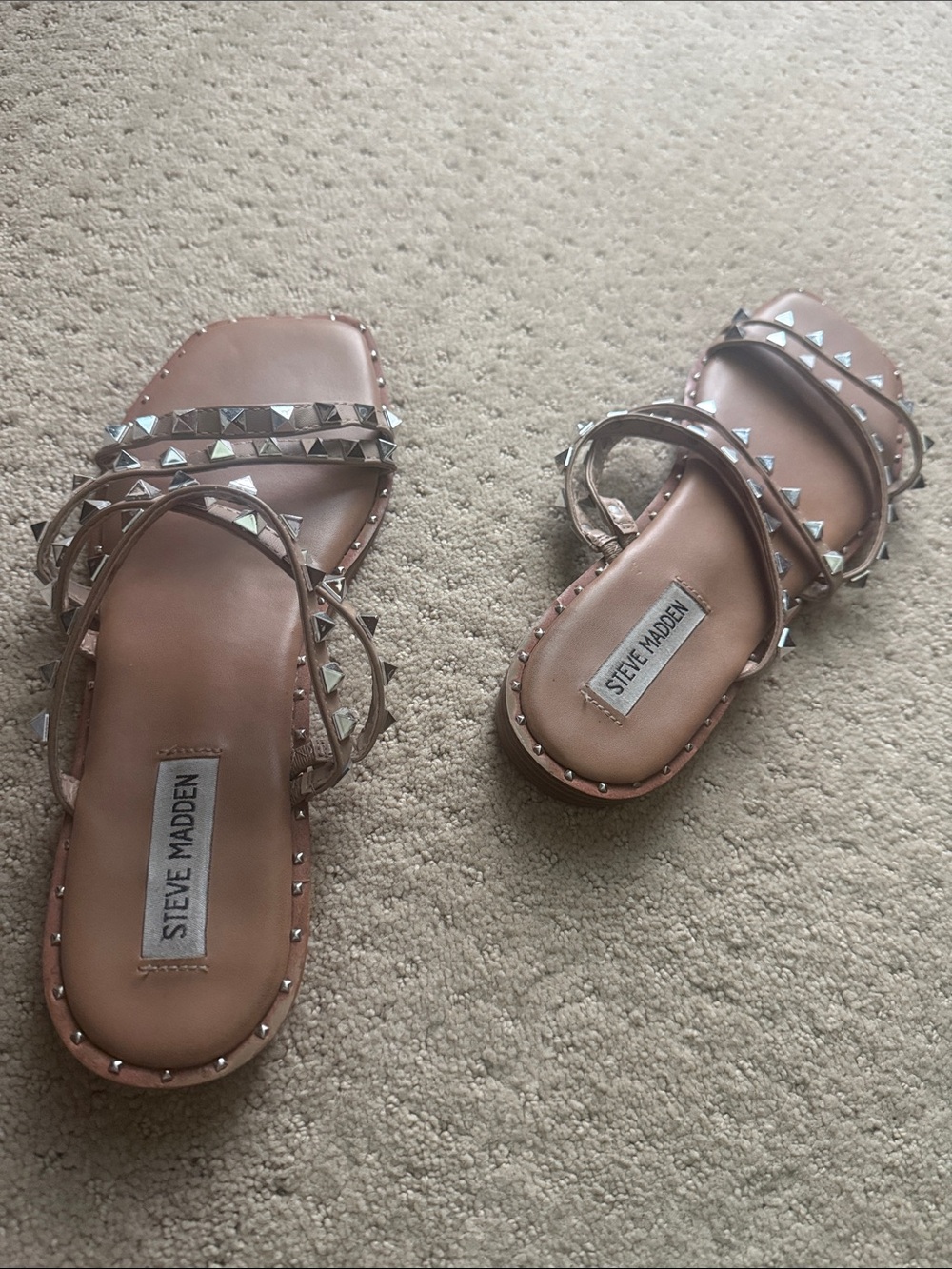 Steve Madden Blush Nude Studded Slide Sandals